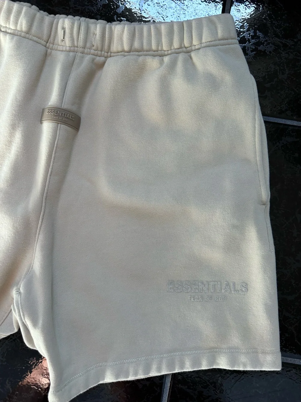 Essentials Women's Cream Athletic Elastic-Waist Shorts